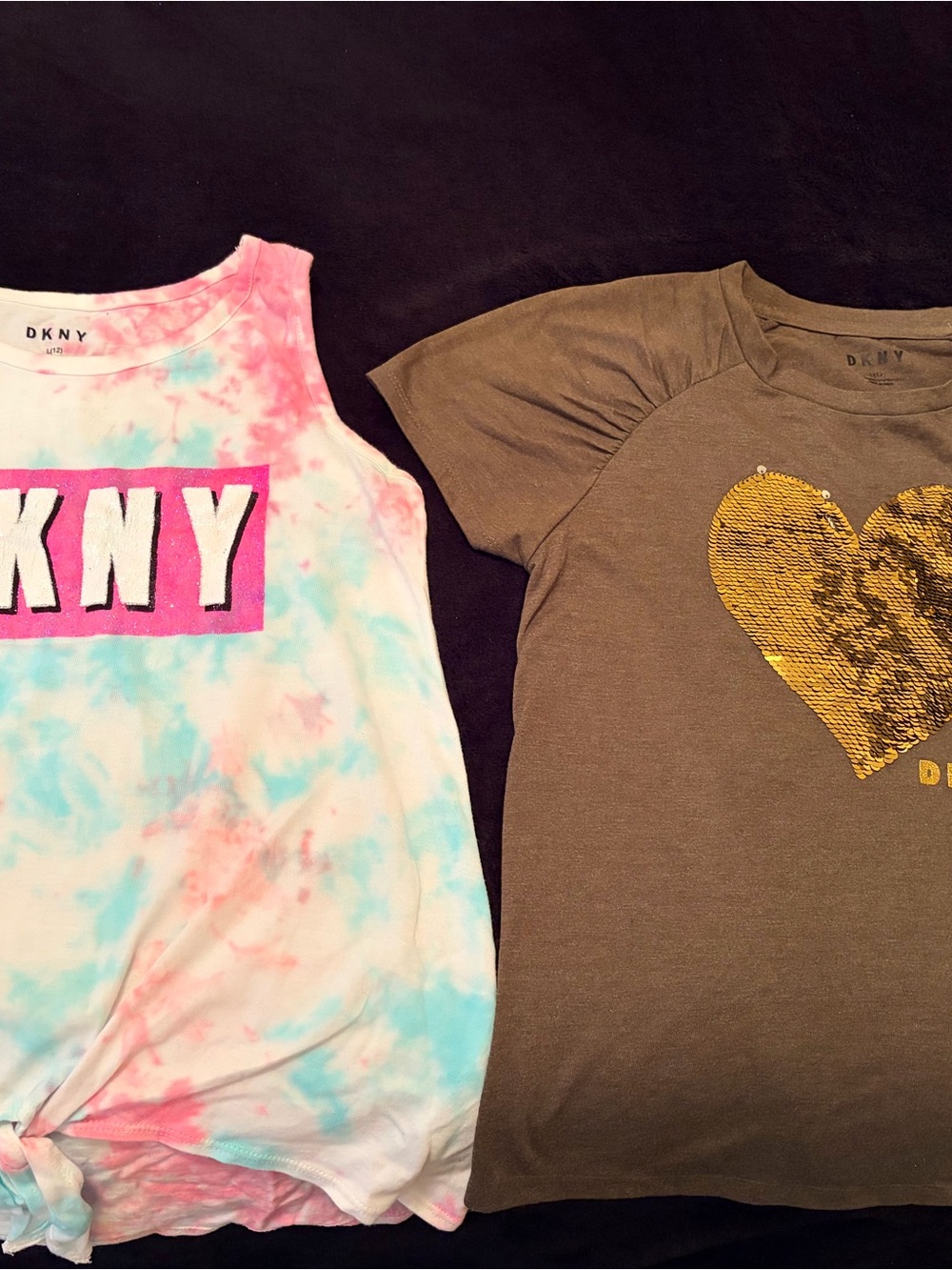 DKNY Girls' Tie-Dye Knot-Front Tank Top - Pink & Blue
